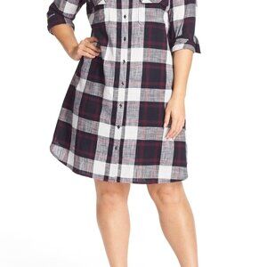 Caslon Plaid Tilda Shirt Dress Button Up Long Sleeve